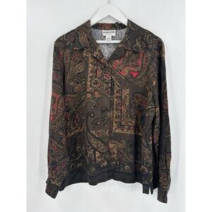 Vintage Pendleton Button Up Shirt Womens 14 Brown Red Paisley Long Sleeves Top